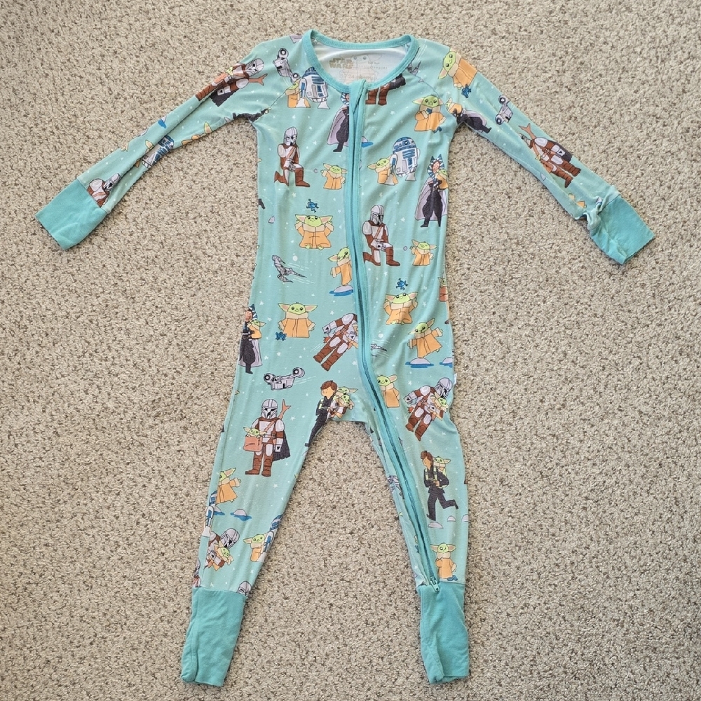 Little Sleepies Kids One Piece Footie - Blue with Character Prints